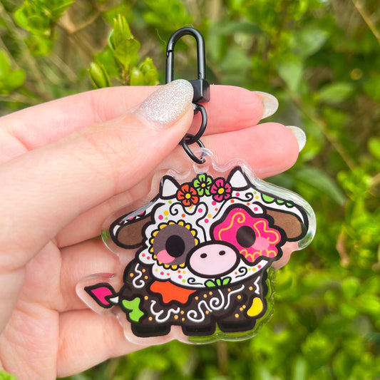 Sugarskull Cow ✨ Mini Moo keychain