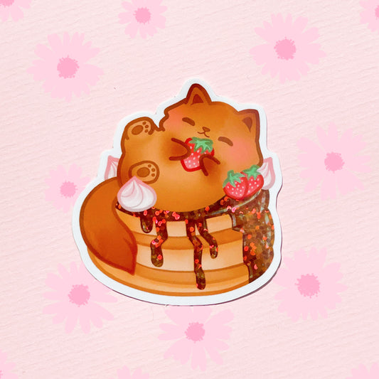 🥞 Kitty Pancakes ✨ GLITTER sticker